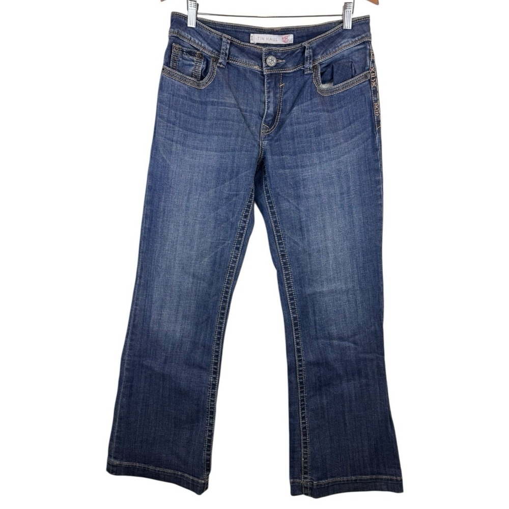 Tin‎ Haul Jeans Men's 31R 31x32 Blue Dark Wash Denim Western Boot Cut